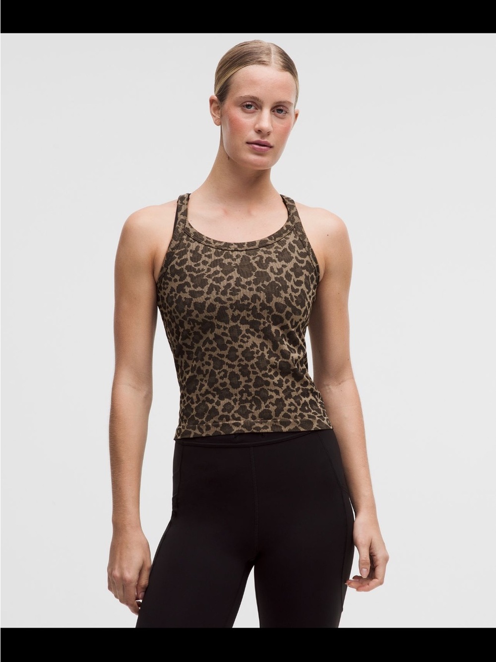 Lululemon Swiftly Cami Tank Top Mesh True Leopard Chino/ Night Brown NWT Size 12